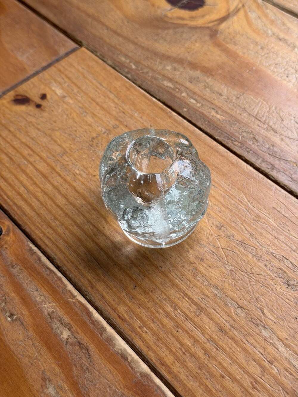 Vintage Kosta Boda Snowball Votive Candle Holder Clear Textured Ice Glass